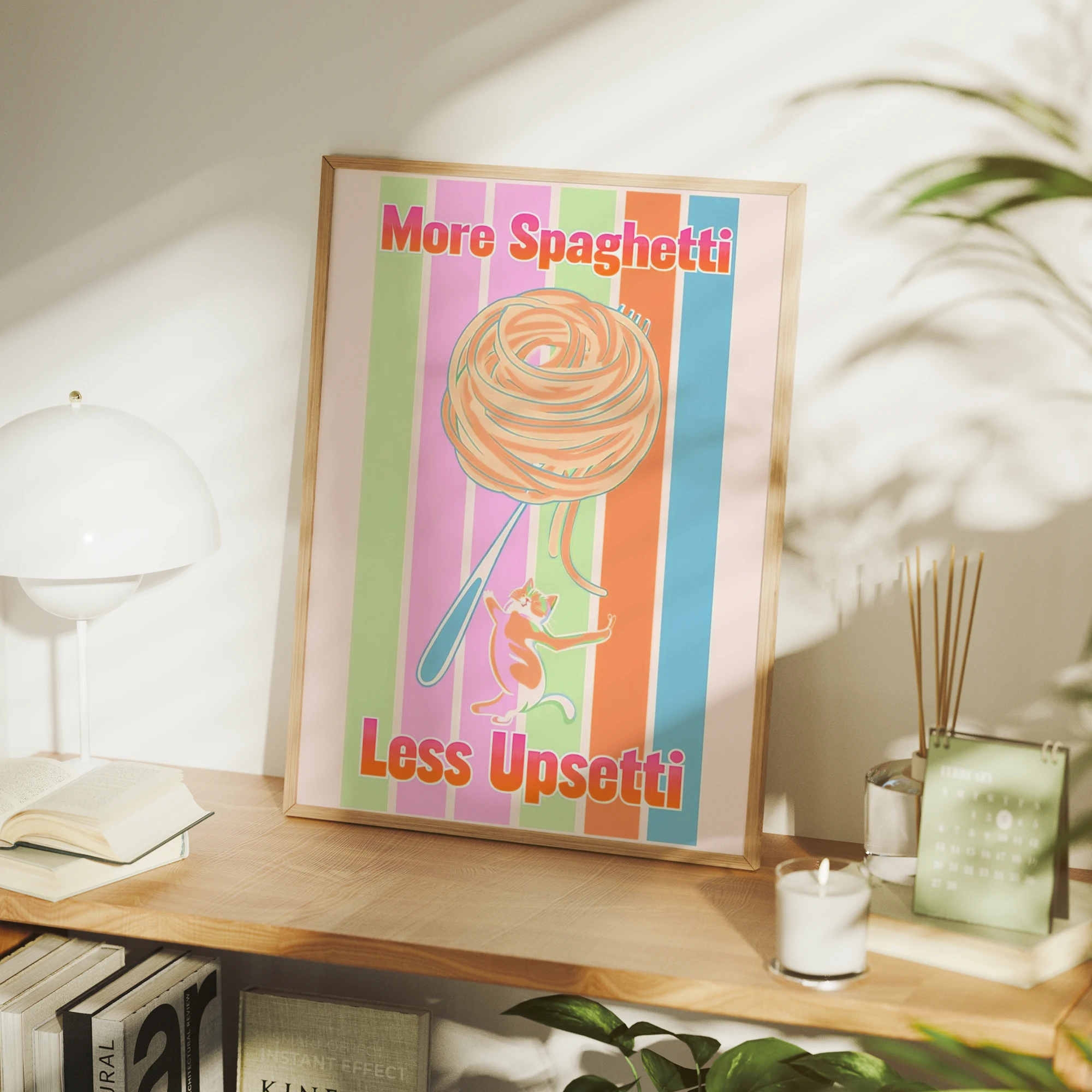 Modern Dopamine More Spaghetti Less Upsetti Wall Art Print Canvas Painting Poster Picture For Living Room,Bedroom Home Decor