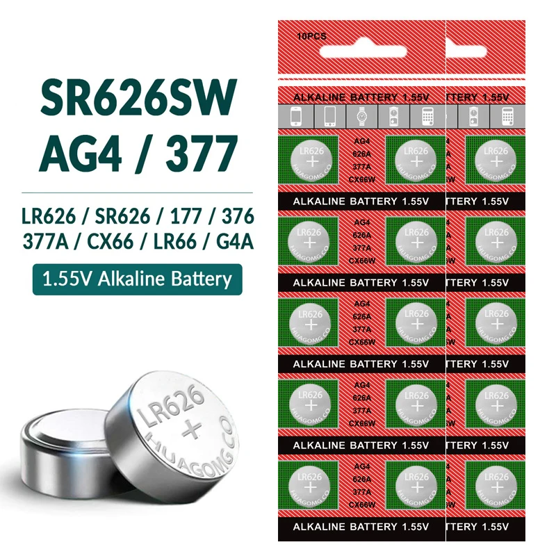 10-100PCS Large Capacity SR626SW AG4 377S 377 LR626 1.5V Button Cell Alkaline Battery for Toy Watch Candle Lamp Replacement