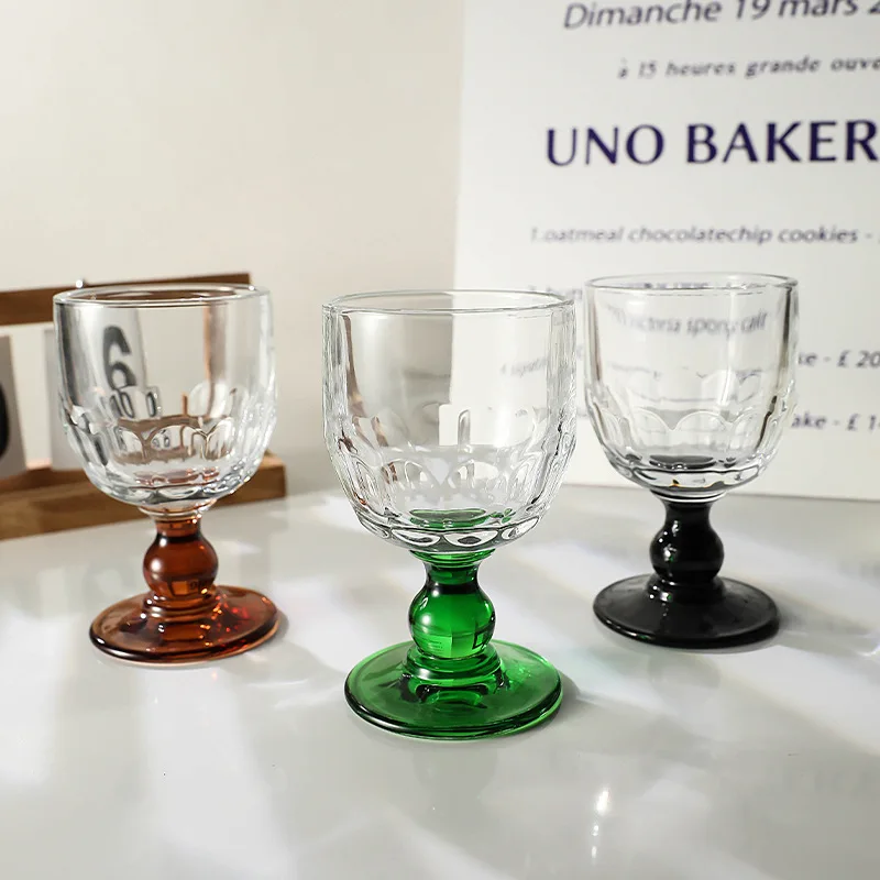 200ml Retro Goblet Cocktail Crystal Whiskey Cup Wine Glasses Cold Drink Juice Transparent Cup Household Party Glass Drinkware