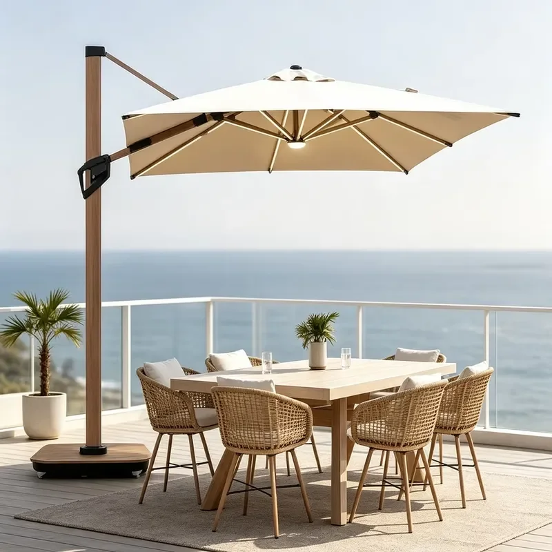 Patio Umbrella Outdoor Cantilever Rectangle Umbrella Aluminum Offset Umbrella With 360-degree Rotation for Garden