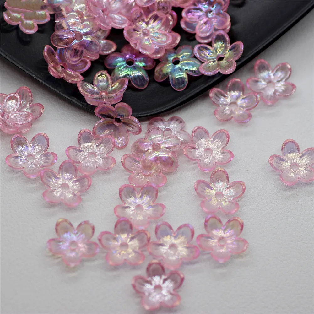 50PCS 12mm Fashion Petal Flower Beads Acrylic Frosted Flower Beads Bowknot Tie Bead for DIY Sewing Buttons DIY Material Findings