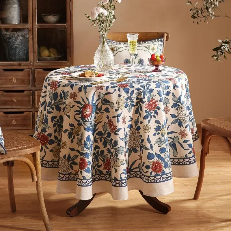 

Leaves and Flowers Pattern Tablecloths,Farmhouse Floral Table Cover Cloth Decorative for Kitchen Dining Room