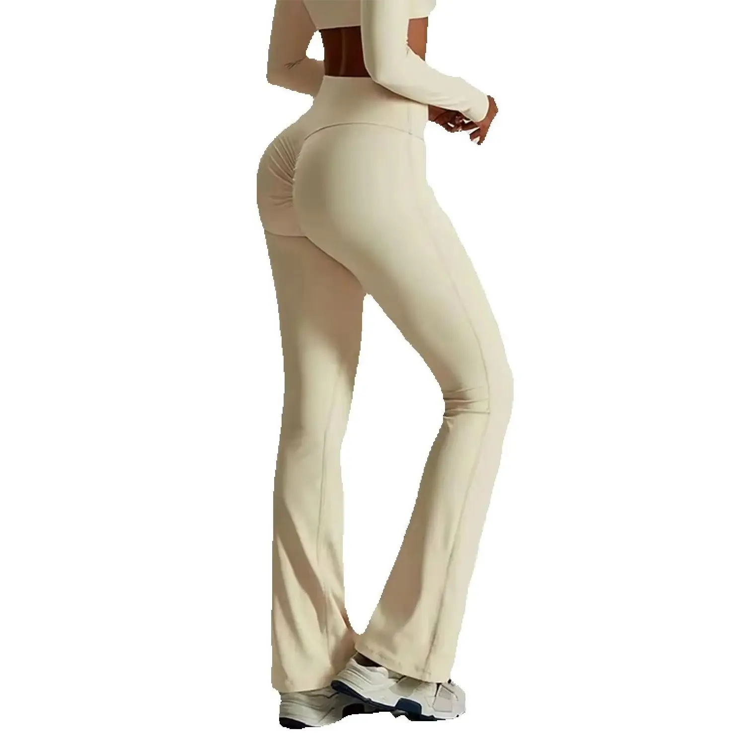 

Women Gym High Waist Push Up Flared Pants Naked Feeling Workout Leggings Dancing Fitness Sports Tights Breathable Yoga Clothes