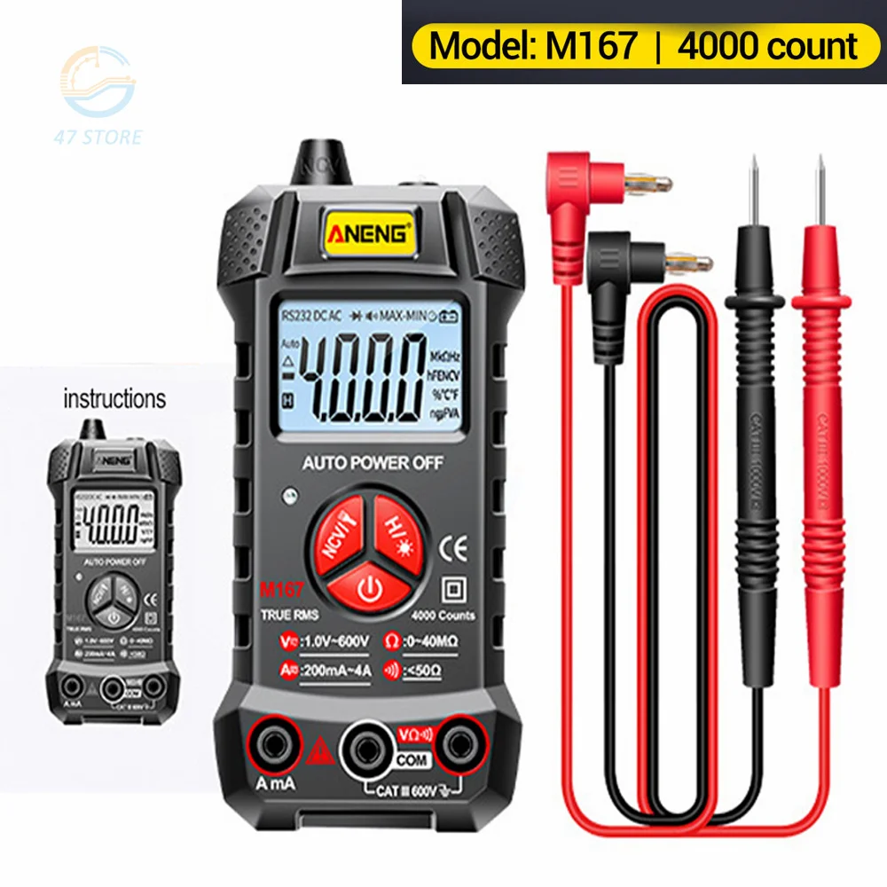 ANENG M167 Multimeter AC/DC Professional Digital Multimeter Electrical Instruments Tester Tool Multimetro True Rms NCV Multimete