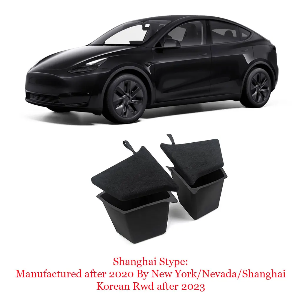 Car Trunk Side Storage Box For Tesla Model Y 2020-24 Hollow Cover Organizer Flocking Mat Partition Board Stowing Tidying