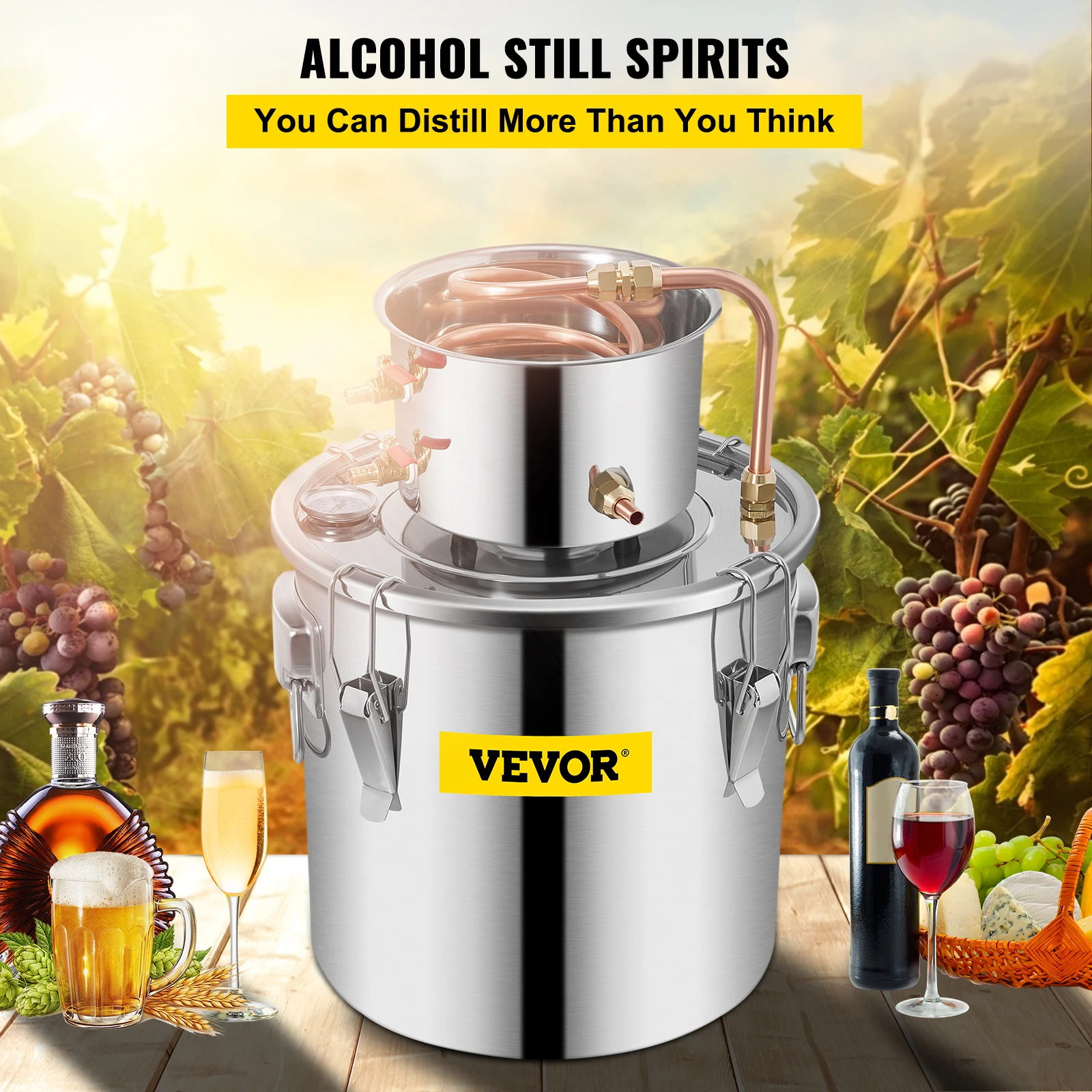 VEVOR 3 5 8 Gal Alcohol Distiller Machine Moonshine Apparatus Beer Brewing Equipment DIY Wine Dispenser Kit for Home Appliance