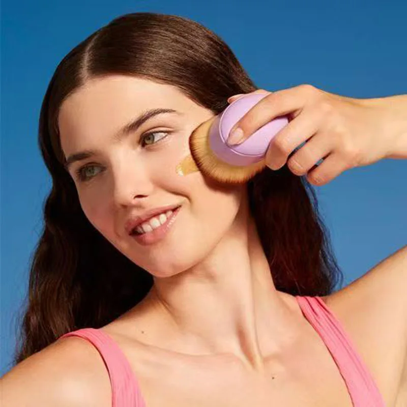 Large Purple Foundation Brush Soft Glow Blush Brush Soft Fiber Hair Fashion Face Brush