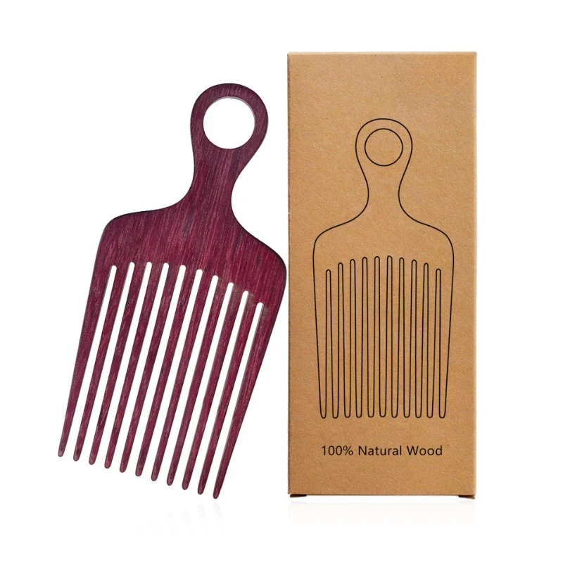 NEW Eco-friendly Curly Sandalwood Wide Tooth Beard Custom Detangling Hair Brush