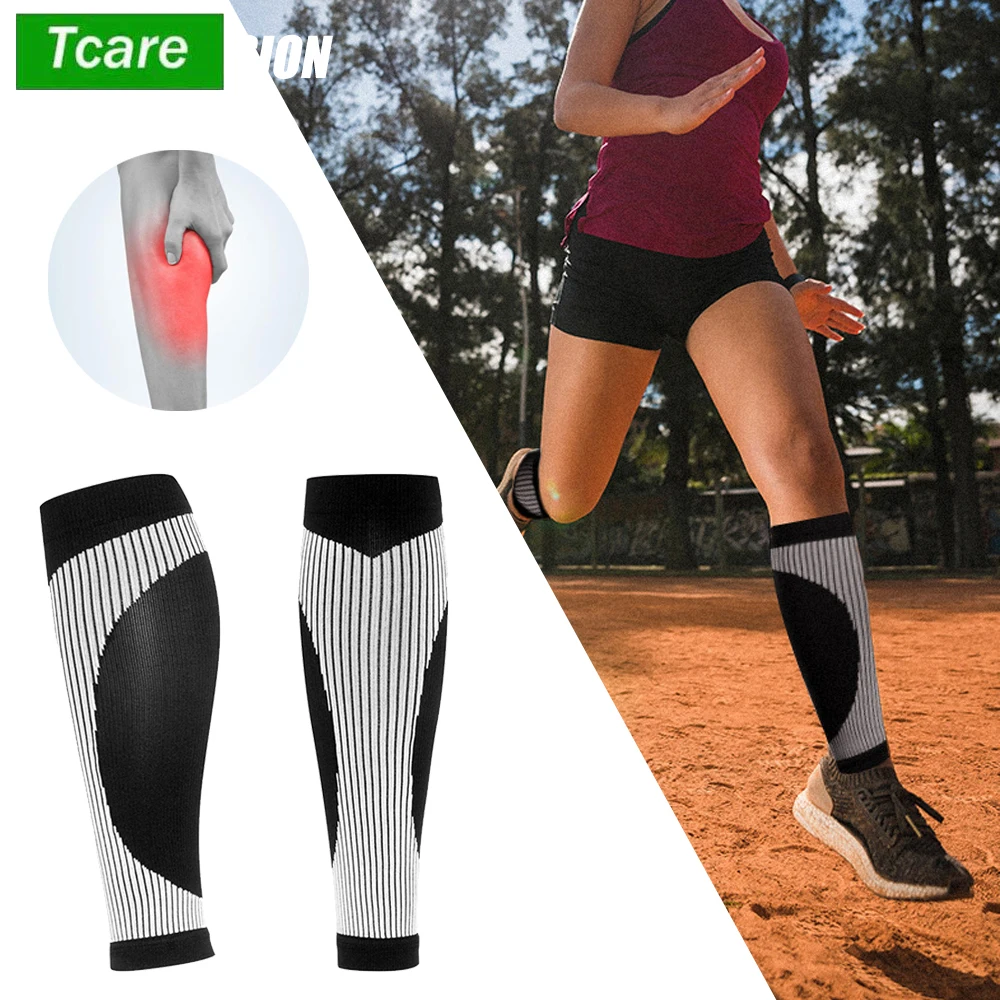 Tcare 1Pair Calf Compression Sleeve Men and Women 20-30 MmHg,Shin Splint Compression Sleeve Socks for Varicose Veins Calf Sleeve