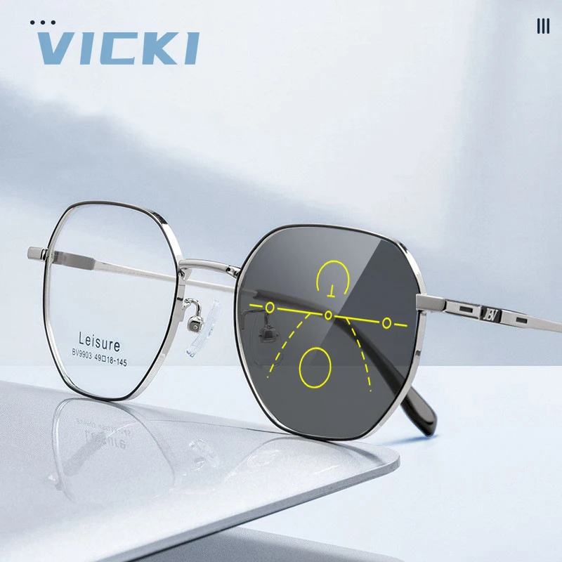 

VICKI Новые гендерно-нейтральные многоугольные оправы Сверхлегкие очки с защитой от синего света Настраиваемые фотохромные очки по рецепту BW9903B