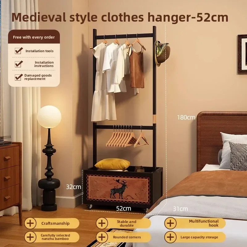 Modern Household GoodsMedieval Coat Rack Bedroom Floor Hanger Movable Rack To Put Clothes