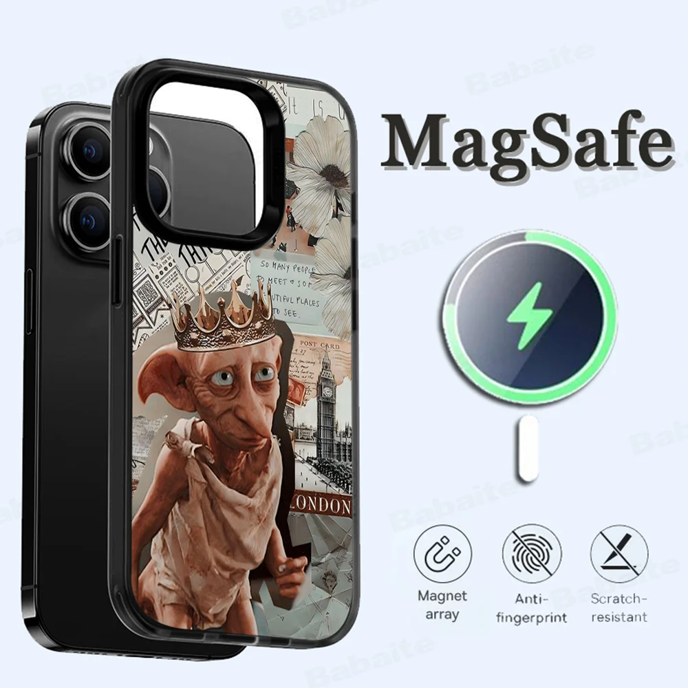 D-Dobby Cute Phone Case Magesafe Magnetic Wireless Charge Case For iPhone 16 11 12 13 14 15 Pro Max Plus Mini