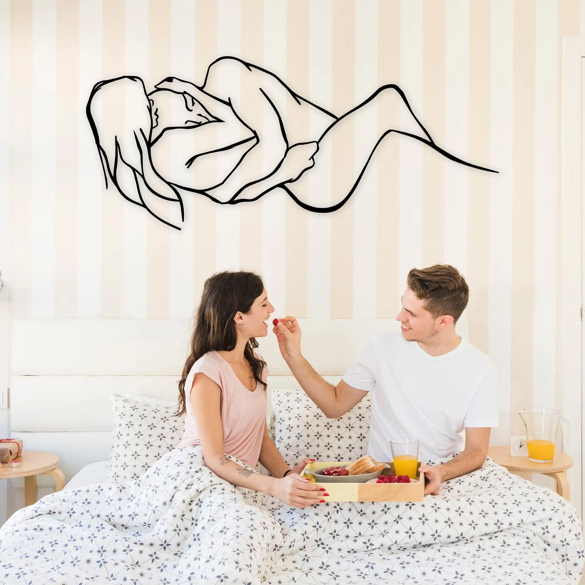 Naked Couple Metal Wall Art, Couples Love Wall Decor, Valentines Day Gift, Minimal Home Decor