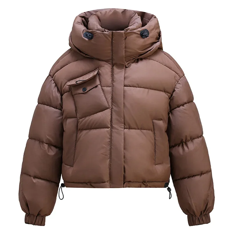 Inverno nuove donne petto in pelle Logo a maniche lunghe cappotto di cotone con cappuccio maniche cappotto di pane può essere smontato in gilet