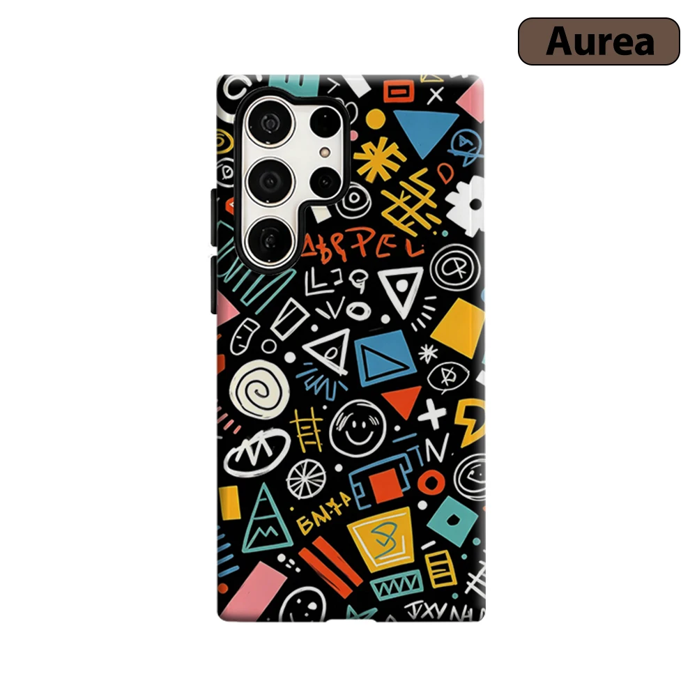 Y2K Abstract Doodle Phone Case for Samsung Galaxy S26 S25 Ultra S24 S23 Ultra Plus Shockproof Double layer tough Back Cover