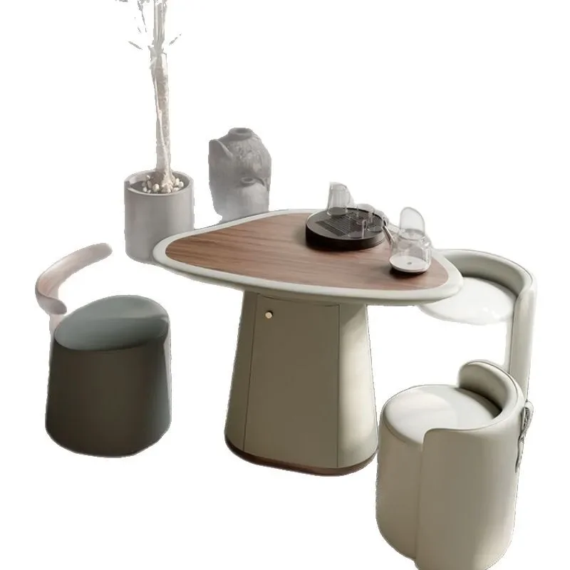 

Coffee table cream modern living room home Internet celebrity small apartment combination Nordic simple light luxury round Tini