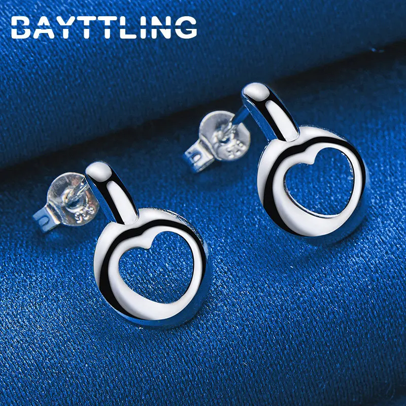 

Exquisite S925 Sterling Silver Earrings Fashion Hollow Heart Stud Earrings For Woman Girlfriend Wife Gift Jewelry Accessories