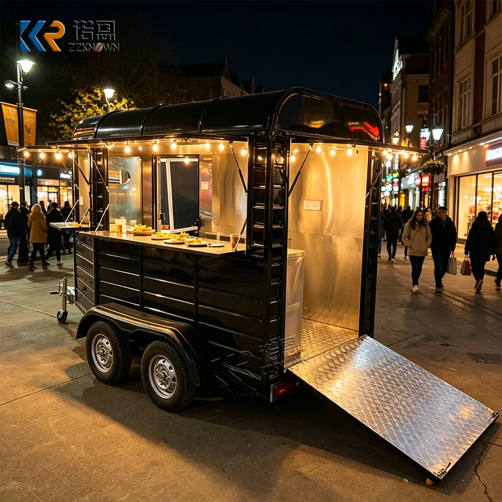 

Concession Trailer Food Truck Fully Equipped Custom Mobile BBQ Snack Cart BBQ Food Trailer With Full Kitchen