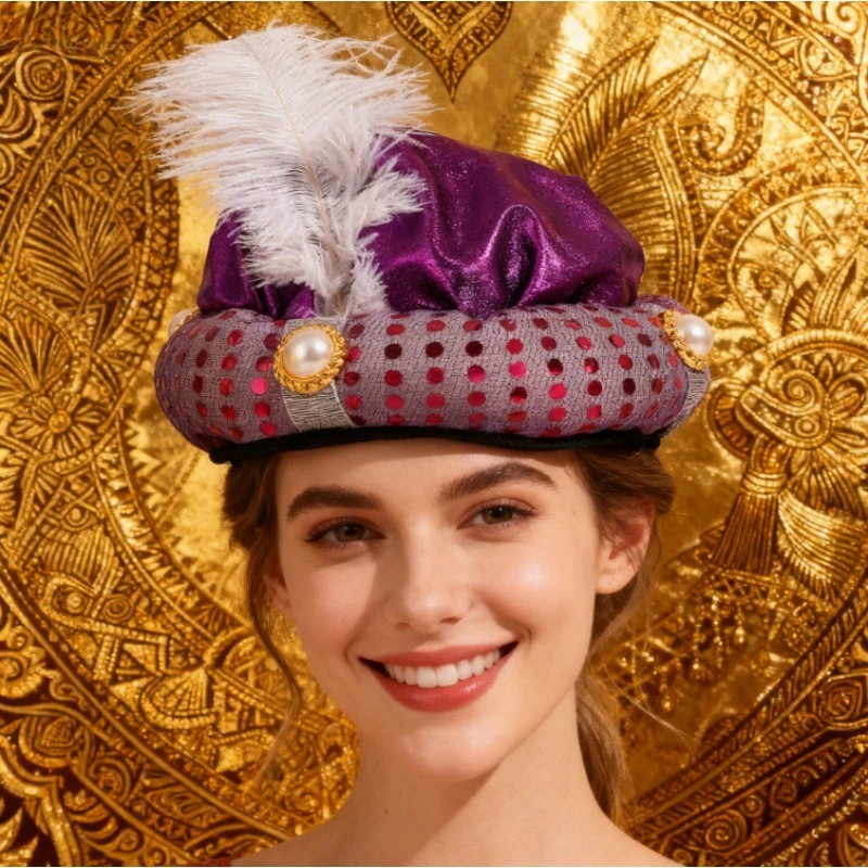 남성용 모자 프린스 골든 캡 인도 의상 액세서리 코스프레 파티용