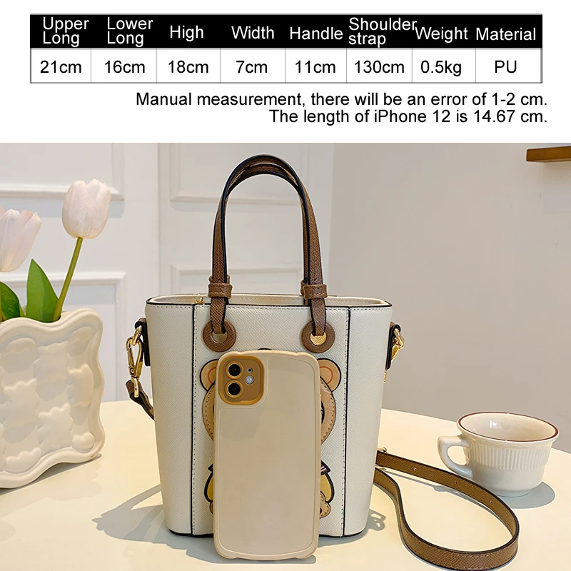 handbag for women niche bucket bag purse Popular small bag women 2024 fashion bear Tote bag casual portable crossbody bag