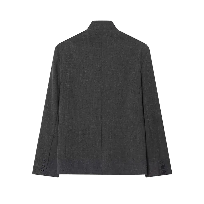 Faionable Loose Versatile Women's Suit Jaet Autumn 2025 New Arrival Casual Long Sve Stand Collar One Button Design