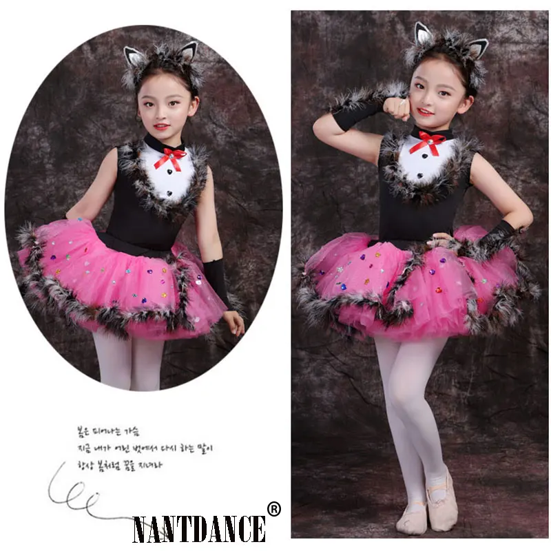 Kitten Cat Dance Girl halloween Costume Contemporary Dance Costumes Kids Stage Clothes Cosplay Dance Jazz Costumes For Girls