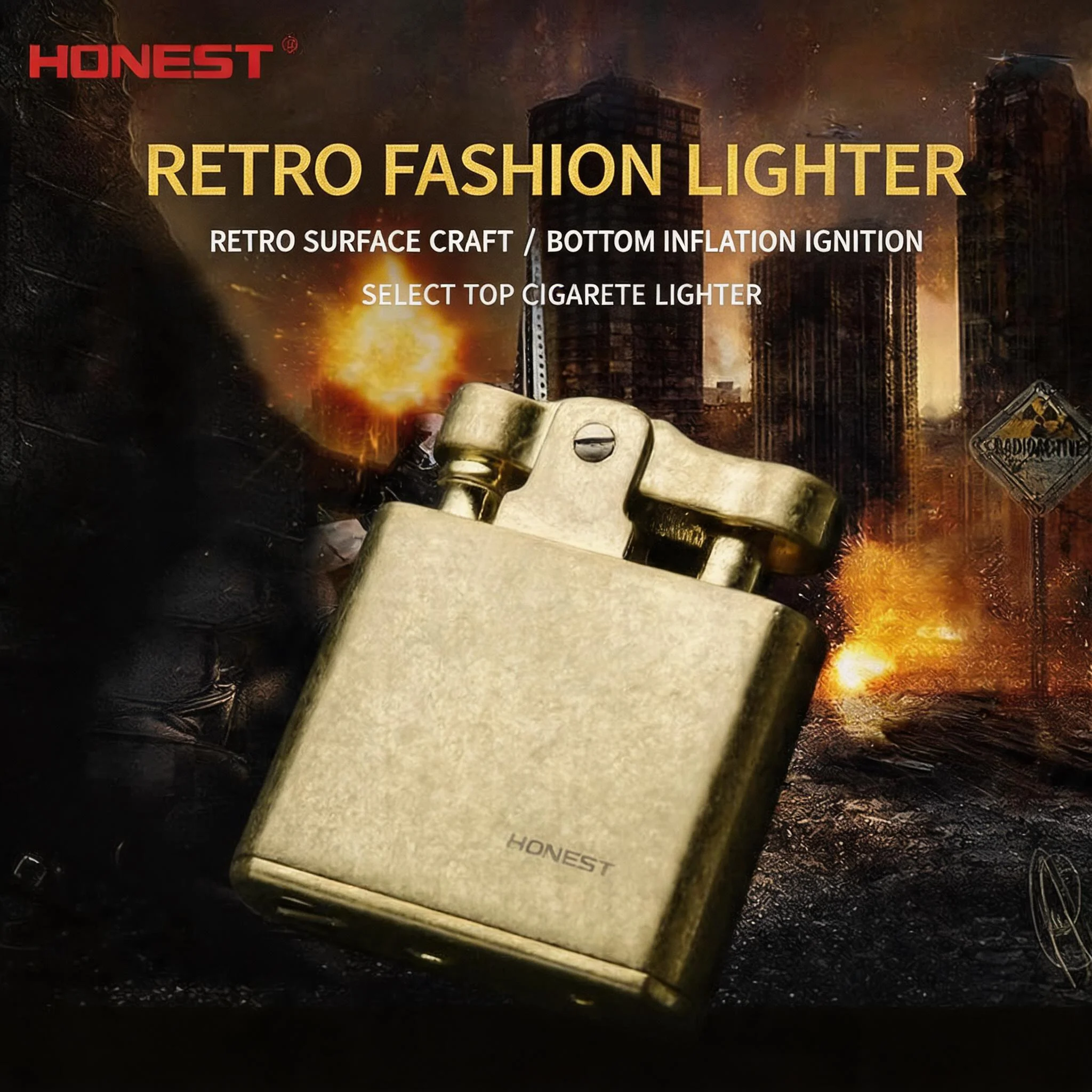 HONEST Retro Grinding Wheel  Lighter Zinc Alloy Antique Bronze/Silver Portable Personalized Old Fashioned Cigarette Ligh