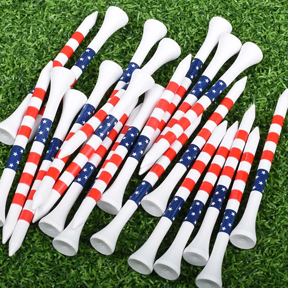50 Stück langlebige Bambus-Golf-Tees im amerikanischen Flaggen-Stil, hochwertiges Golf-Langstrecken-Schlagen-Profi-Reibungsreduzierungs-Tee – Detail 4