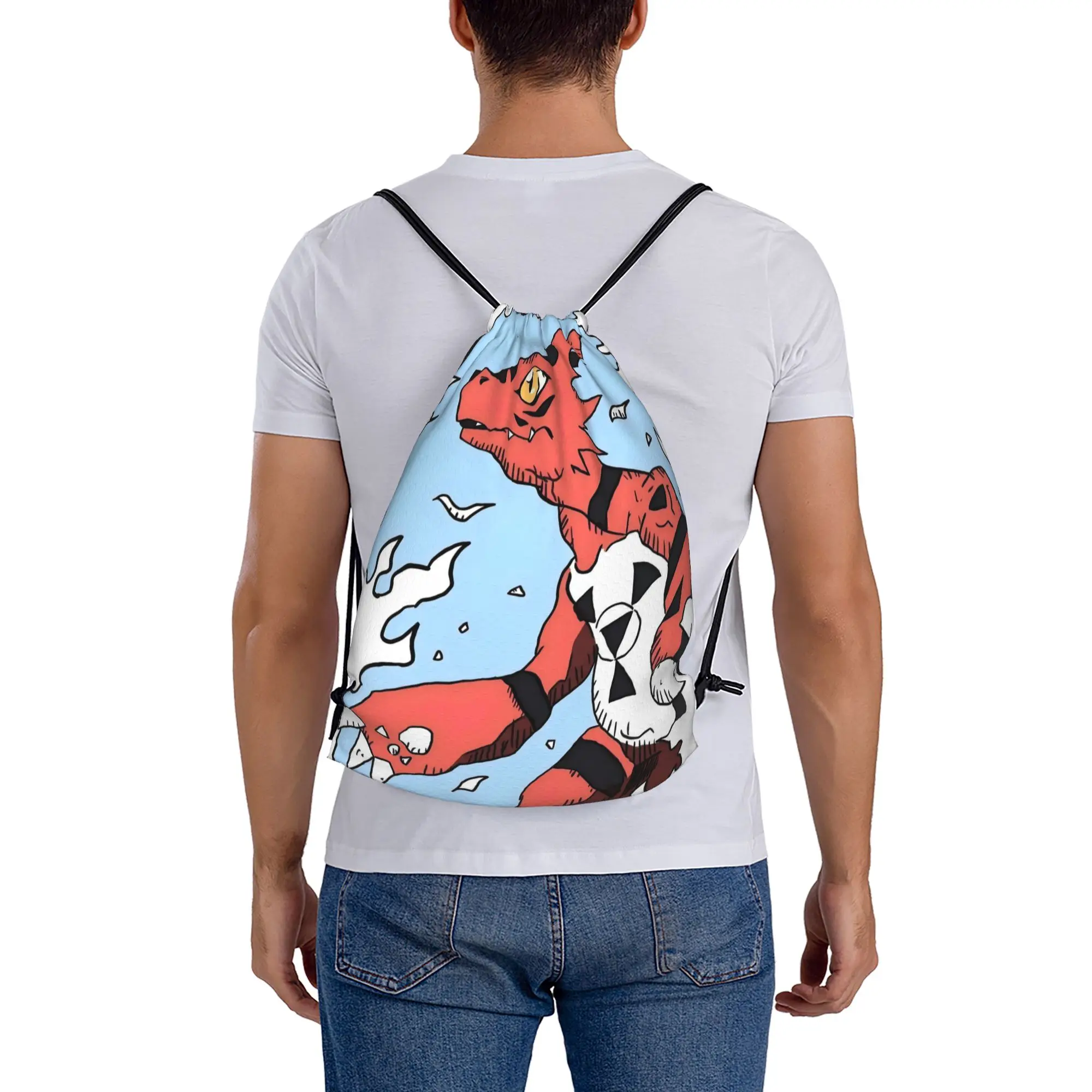 

Сумка-мешок Guilmon BANDAI Digimon на шнурке, унисекс, для походов, для хранения и организации вещей, с карманами и веревкой