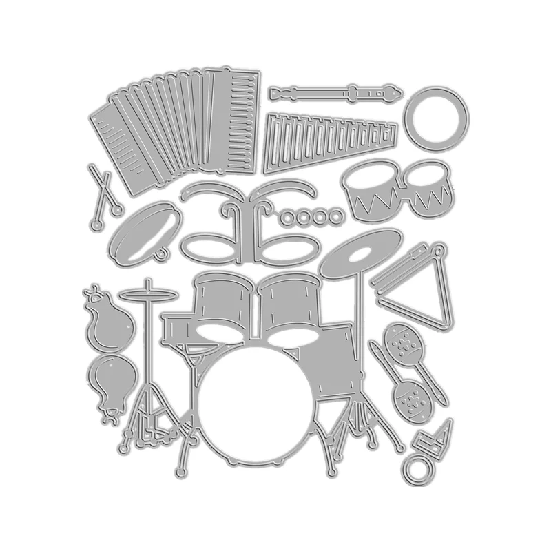 Drum & Percussion Instruments Die Set New 2022 Layering Cutting Dies Scrapbooking For Paper Making Embossing Frame Card Craft