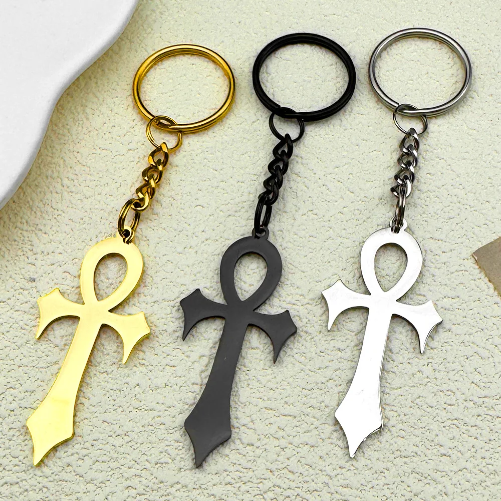 egypt keychain Ankh Cross Amulet Pendant Men Women Long Chain Choker Religion Prayer Jewelry Fashion Gifts