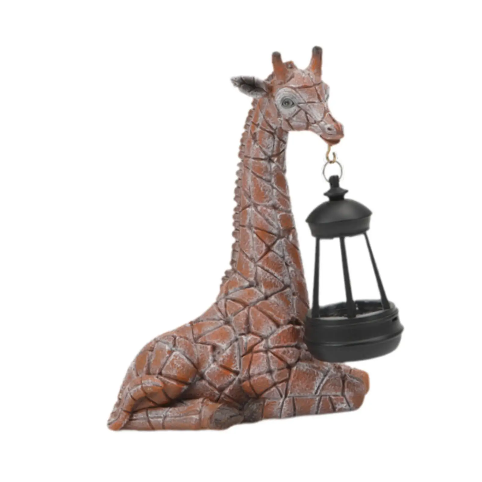 Decorative Giraffe Statue Outdoor Garden Sculpture Resin Figurine Solar Light Ornament for Patio Lawn Housewarming