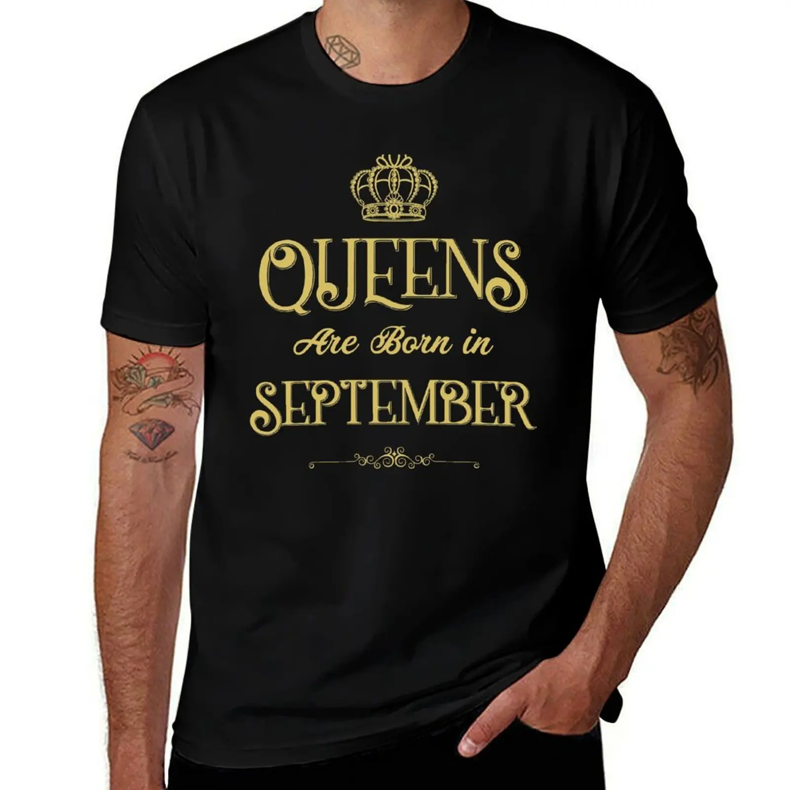 Queens are Born in September T-Shirt Large Size Short Sleeve T-Shirt