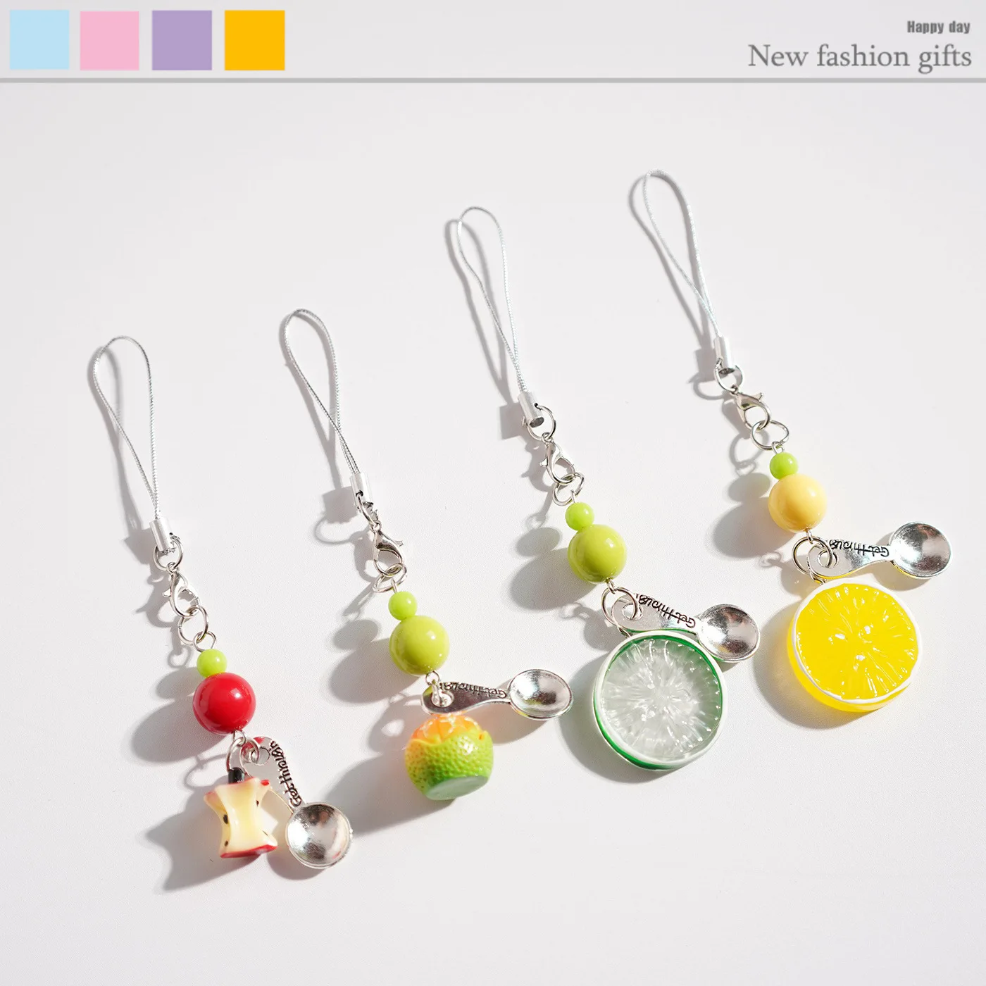 

Creative Cute Fruit Series Beaded Phone Charms Pendant Fashionable Ornament Cell Phone Keyring Strap Lanyard Bag Phone Jewelry