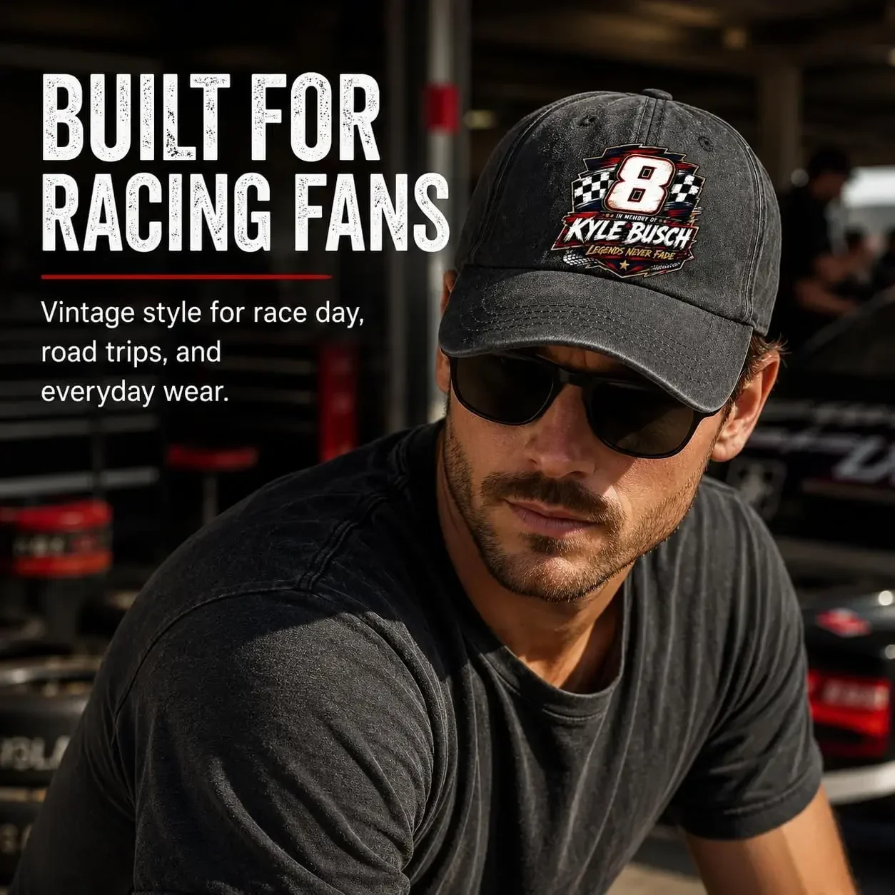 Custom Kyle Buschs 1985–2026 Hat For Men Trendy Washed Distressed Baseball Caps