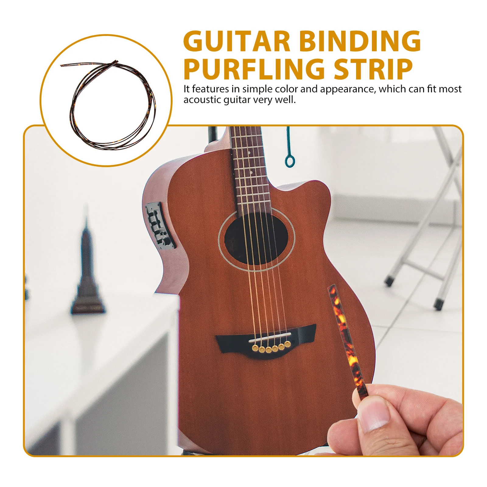 

10pcs Guitar Binding Strips Plastic Purfling Strip Decorative Edge Trim for Acoustic Classical Ukulele Sturdy Guitar