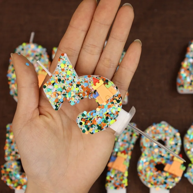 شموع لبنات بناء كعكة عيد الميلاد، شمعة رقم عيد الميلاد لمستلزمات كعكة عيد الميلاد للأولاد #6