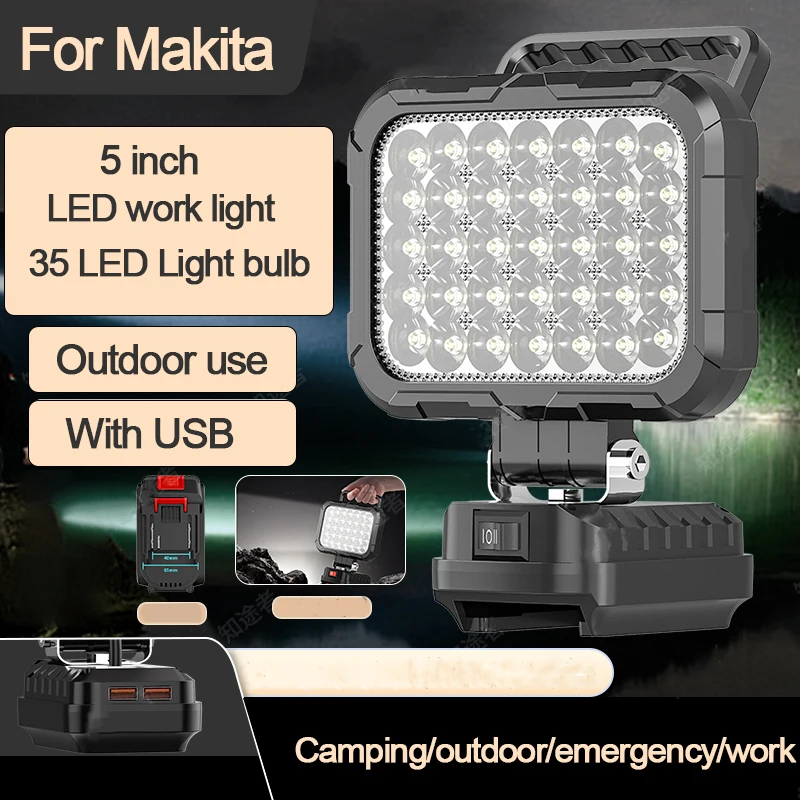 5 inch Cordless Work Lamp For Makita 18V Battery light LED Lantern Job site Lights Camping Flashlight Emergency Lighting