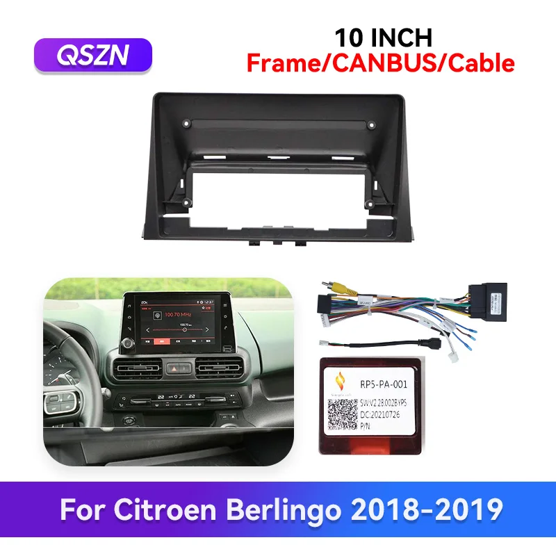 QSZN 10inch Canbus Adapter For CITROEN BERLINGO 2018-2019 Car Radio Fascia 2DIN Car Radio Panel Wire Harness Frame Dashboard