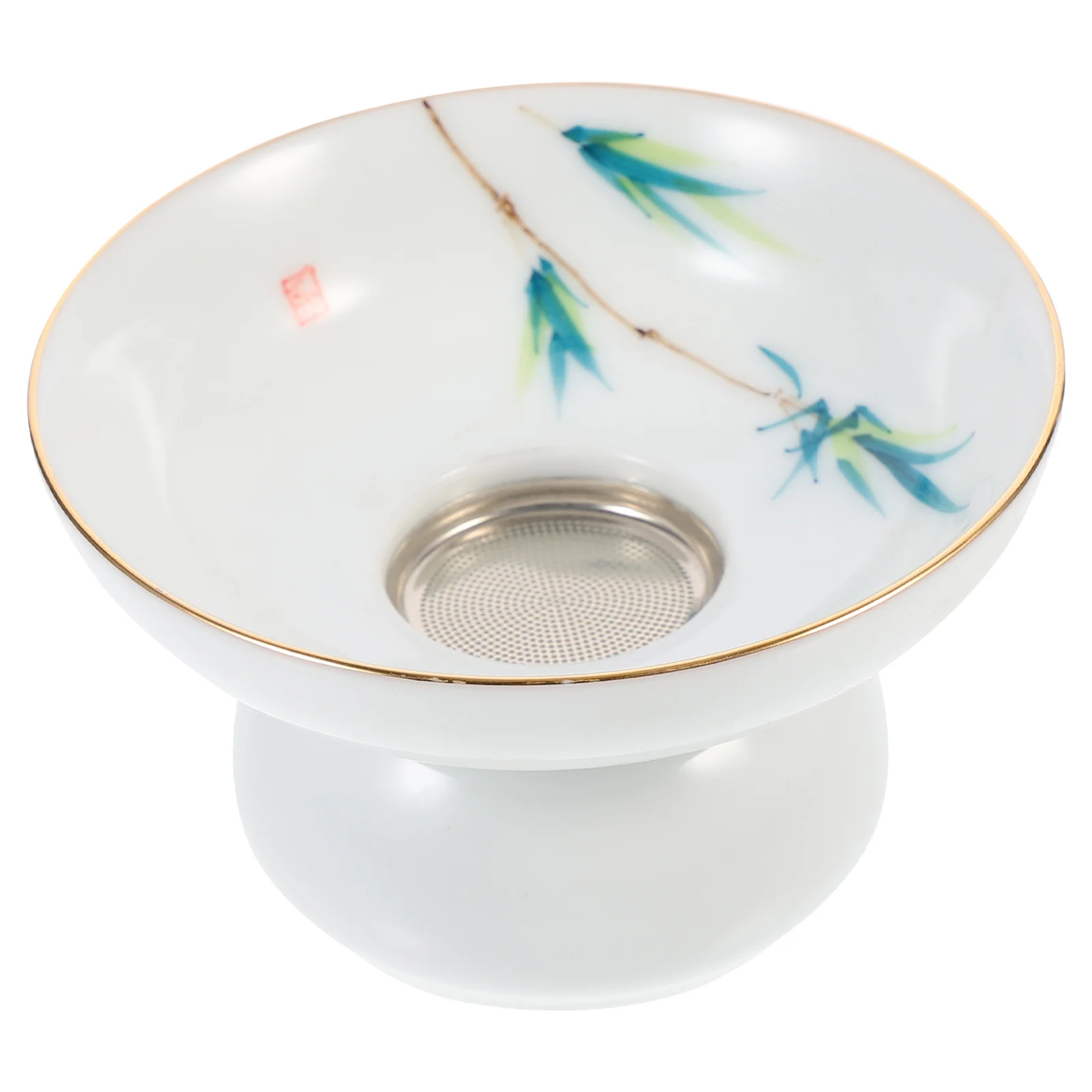 فلتر شاي سيراميك ستايل مع حامل سطح أملس مقاوم لدرجات الحرارة العالية مثالي لتخمير الشاي اليومي