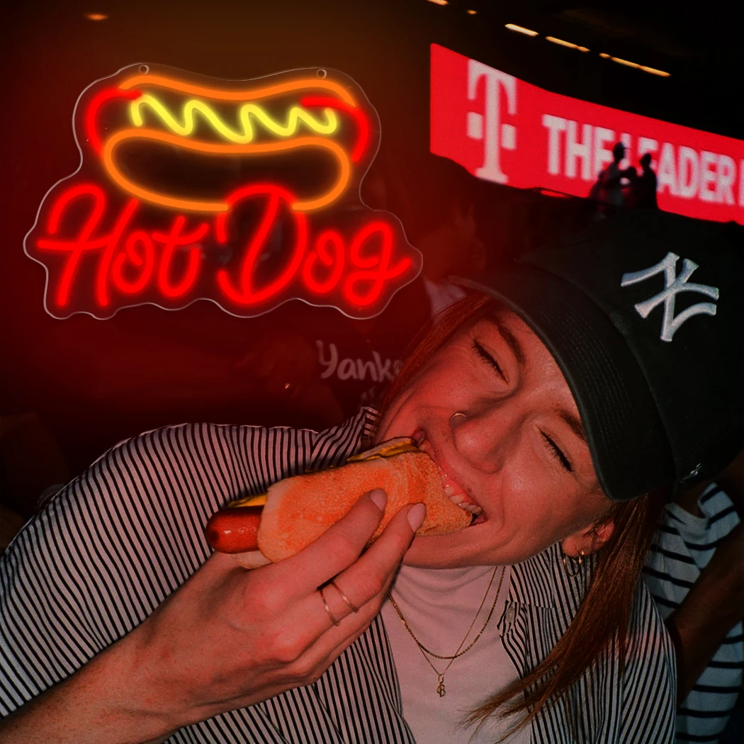 هوت دوج السوبر مشرق 5 فولت LED النيون تسجيل مطعم الوجبات السريعة متجر الحفلات المطبخ ديكور الحائط ضوء الليل هدية فريدة من نوعها #3