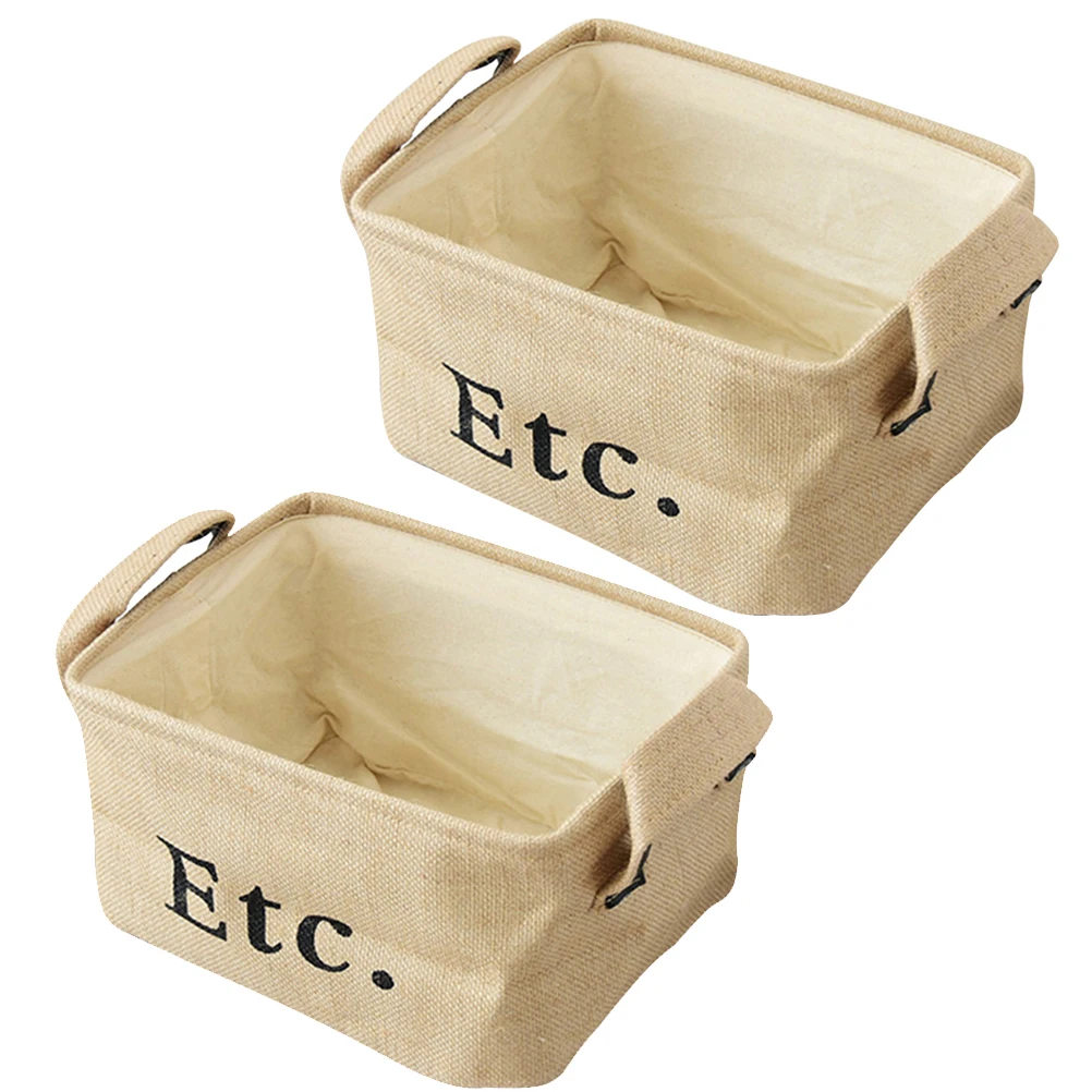 

2pcs Storage Basket Jute Portable Desktop Organizer Toy Baskets Home Office Bedroom Living Room Decor Lightweight