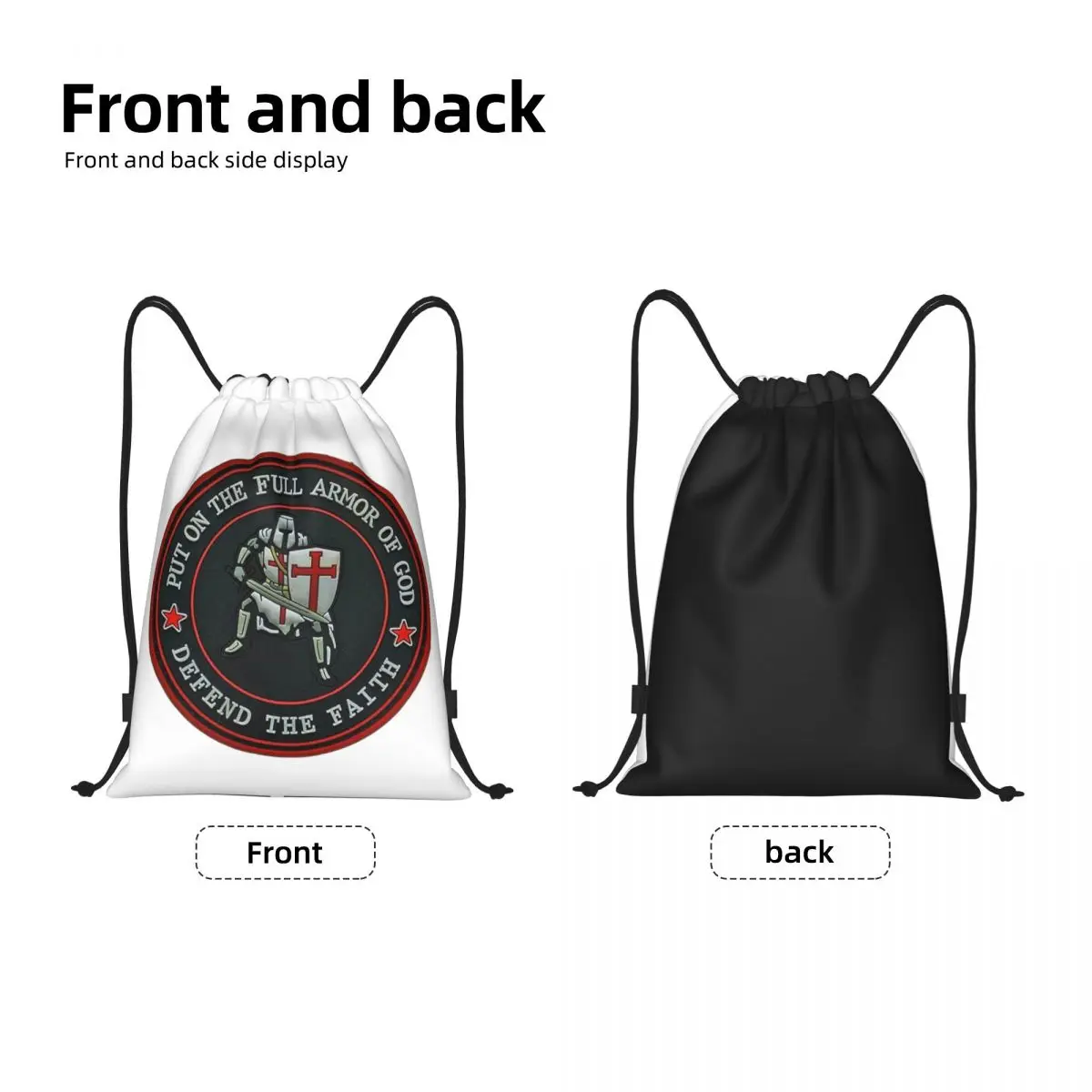 Templar Knight Jerusalem Cross Seal Medieval Warrior Symbol Drawstring Backpack Sports Gym Bag for Men Women Shopping Sackpack
