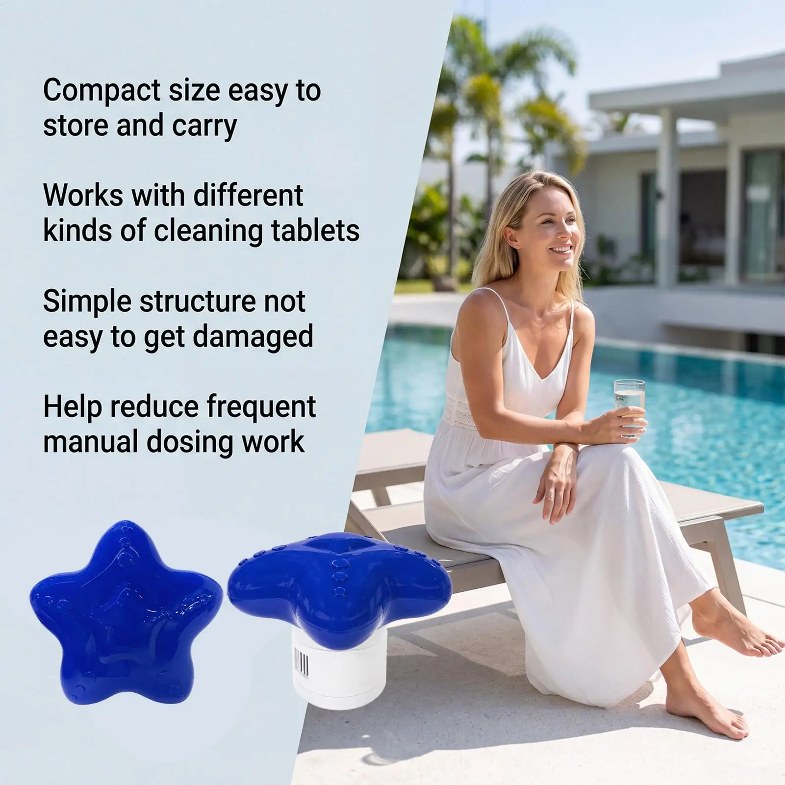 Pool Chlorine Floater Star Shape Automatic Dispenser Floating Chlorine Holder for Swimming Pool Chlorination Maintenance view 4