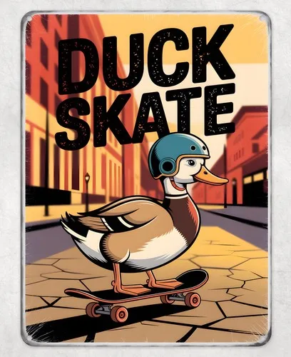 Duck Skate Funny Skater Metal Poster Wall Tin Sign Man Cave Shed Home Plaque --Tin Sign