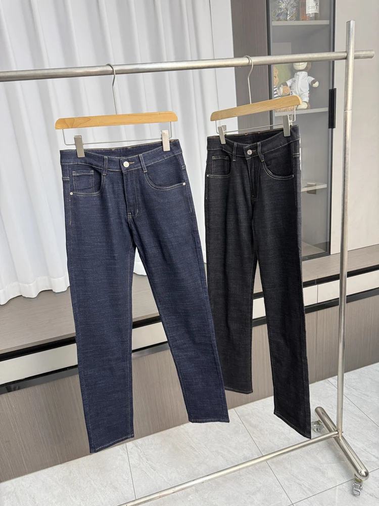 

Универсальные повседневные джинсы прямого кроя для мужчин, городской стиль, комфортная посадка, осенний сезон, дышащие, средняя талия, застежка-молния