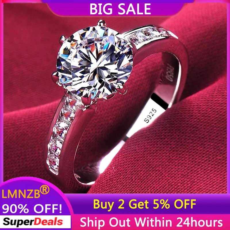 

With Certificate Romantic Heart Rings,100% Solid 925 Silver Ring,High Quality Zircon Diamant Wedding Band Gift Jewelry for Women