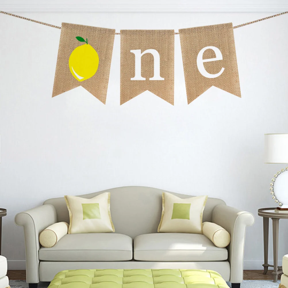 Burlap Banner Kids First Birthday Bunting Lemon The Hanging Garland Summer Theme Baby