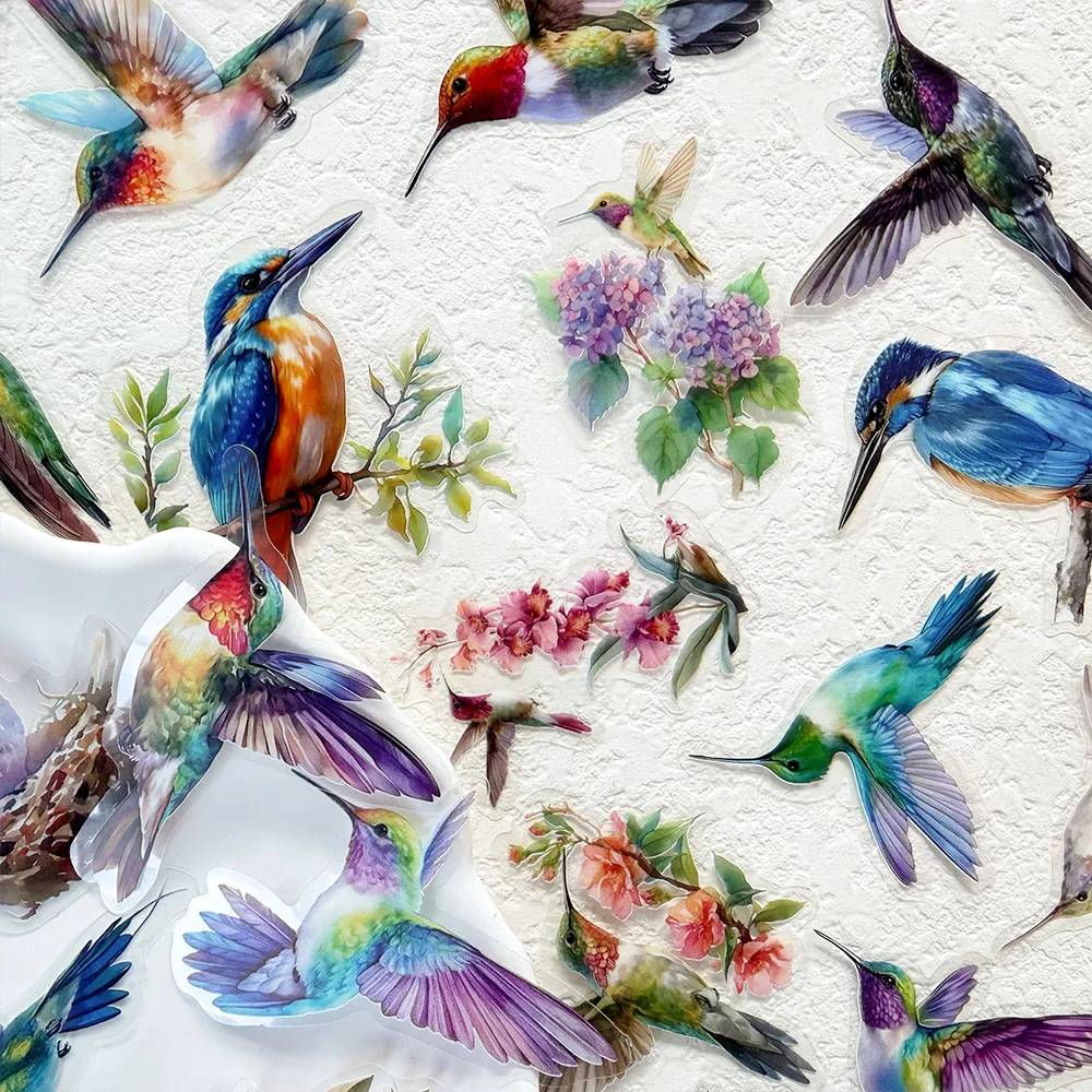 50 Stück Kolibri-PET-Aufkleber für Telefon, Laptop, Notebook, Skateboard, Kühlschrank, DIY, ästhetische transparente Aufkleber – Detail 9