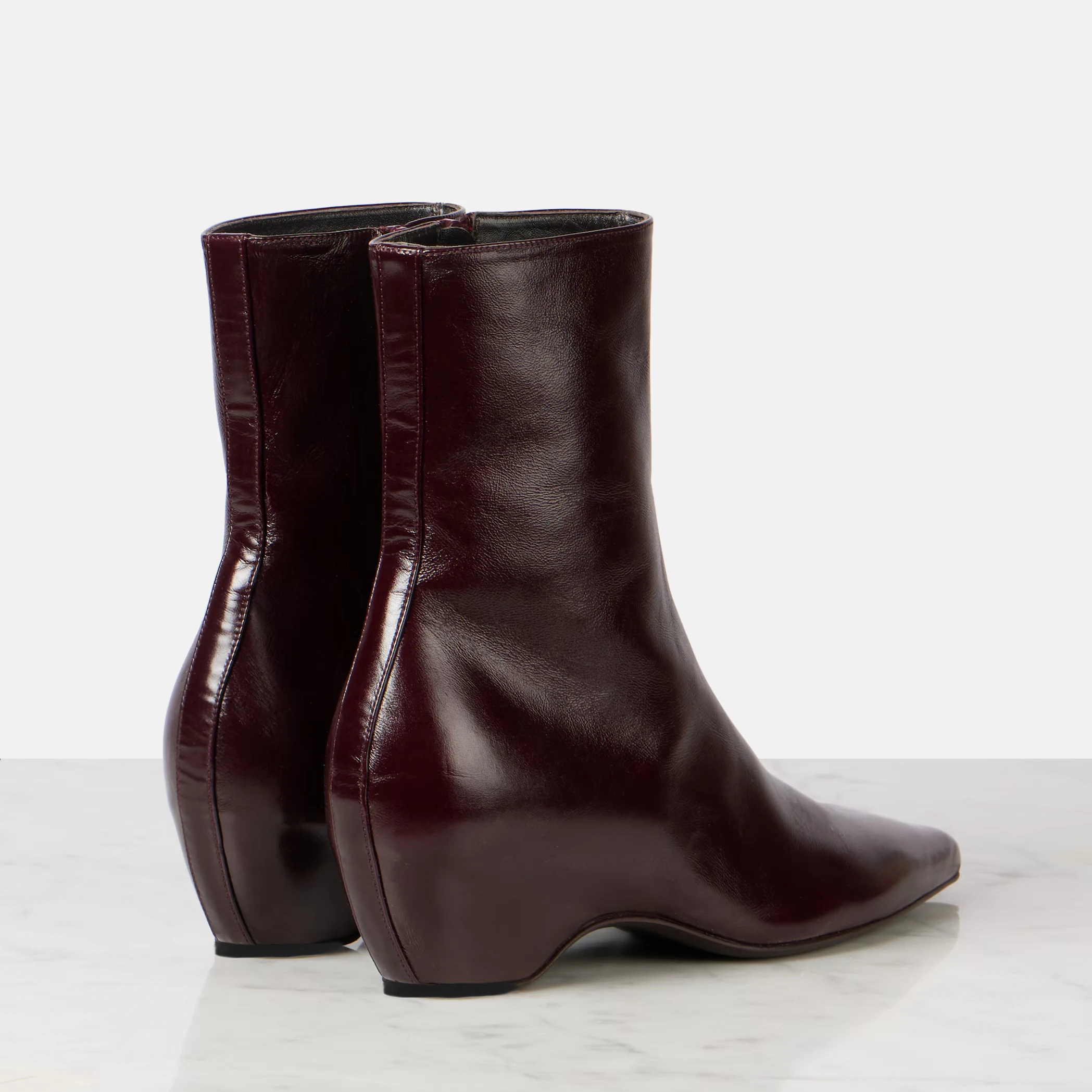 Stylish Women's Black Leather Ankle Boots with Wedge Heels